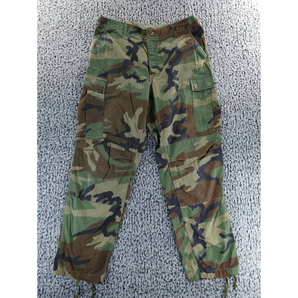 Vintage Woodland Camo Cargo Pants Military‎ Style Utility Trousers Med Regular